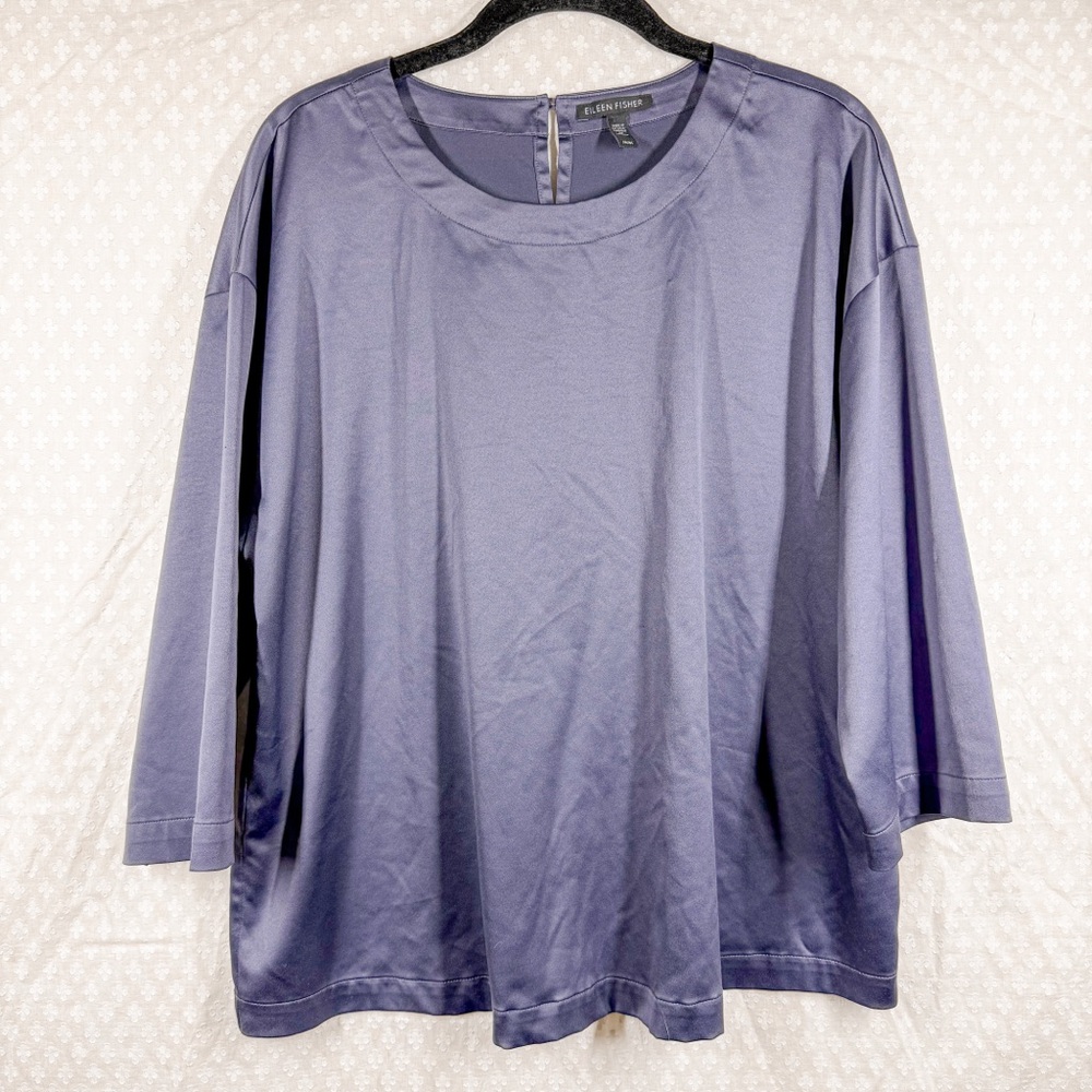 Eileen Fisher Blue Purple Satin‎ Top